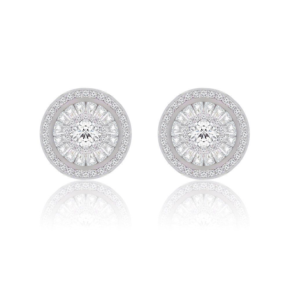 Clear Round Cubic Zirconia Stud Earrings